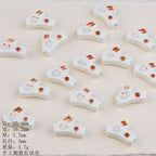 Running Bunny Ceramic Beads 25mm Hand Painted Cute Design 2pcs 2