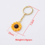 Sunflower Keychain Stainless Steel Yellow Petals Silver Gold Rose Gold 5
