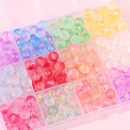 Gradient Frosted Round Glass Beads 8mm Matte Finish Gold Flecks 50pcs