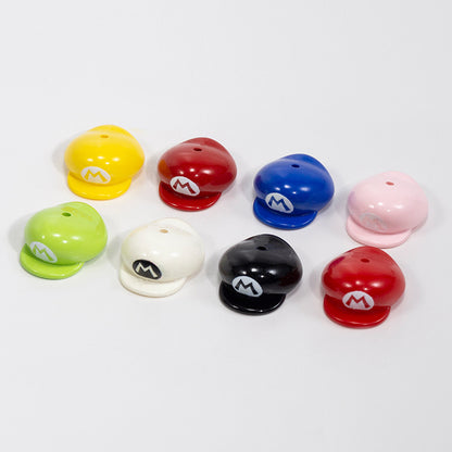 Painted Mario Hat Acrylic Beads 26mm Colorful 10pcs 3
