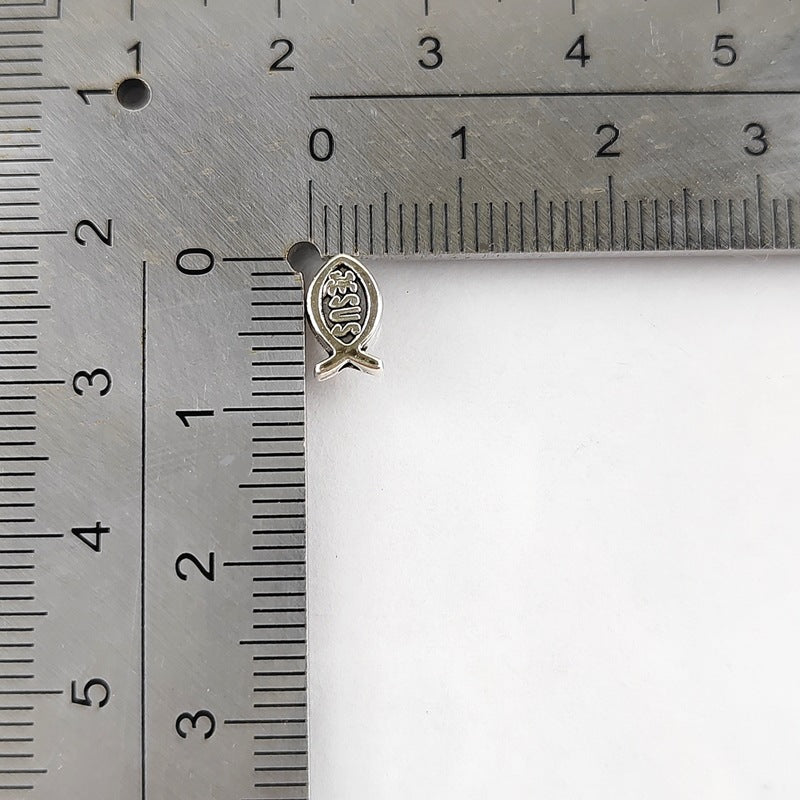 Fish Shaped Metal Beads 8mm Vintage Jesus Design 300pcs 4