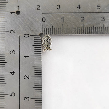 Fish Shaped Metal Beads 8mm Vintage Jesus Design 300pcs 4