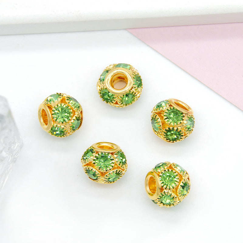 Metal Rhinestone Hollow Spacer Beads 8mm 50pcs 17
