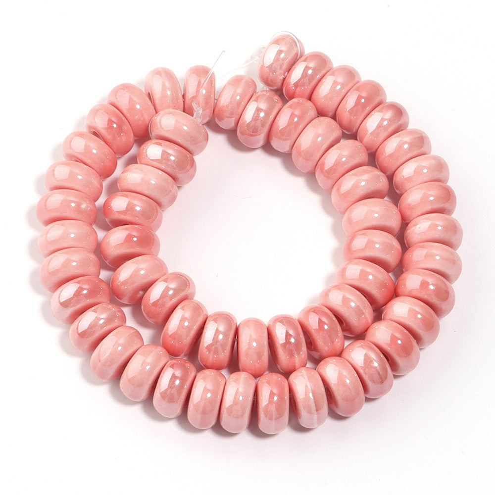 Ceramic Flat Round Spacer Beads 9mm Colored Abacus 55pcs 18