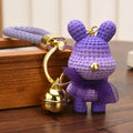 Resin Gradient Wool Rabbit Animal Charm Keychain with Organza Bow 6