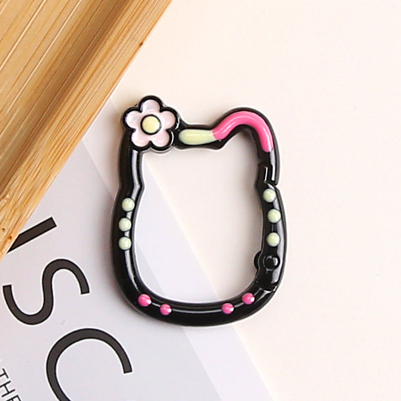 Painted Kitty Keychain Metal Zinc Alloy Floral Design 6pcs 13