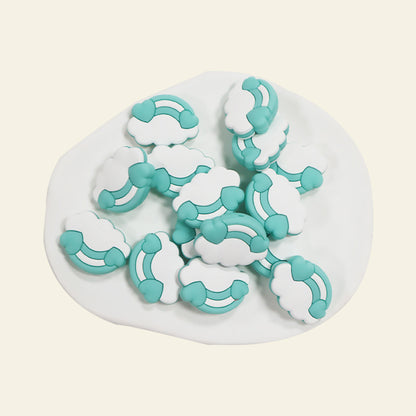 Silicone Focal Beads Cloud Rainbows Hearts Layered Design 20pcs 12