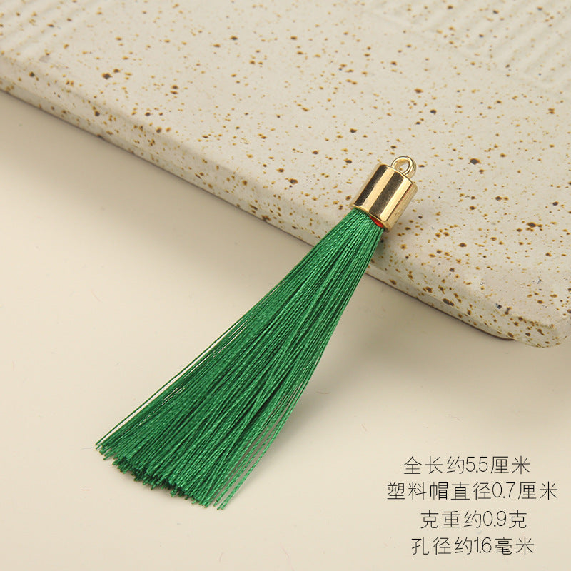 Colorful Polyester Fringe Tassel Keychain with Golden Cap 55mm 50pcs 10