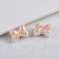 Plating Striped Bow Acrylic Beads 14.7×11.2×8mm Colorful Mixed 50pcs 5