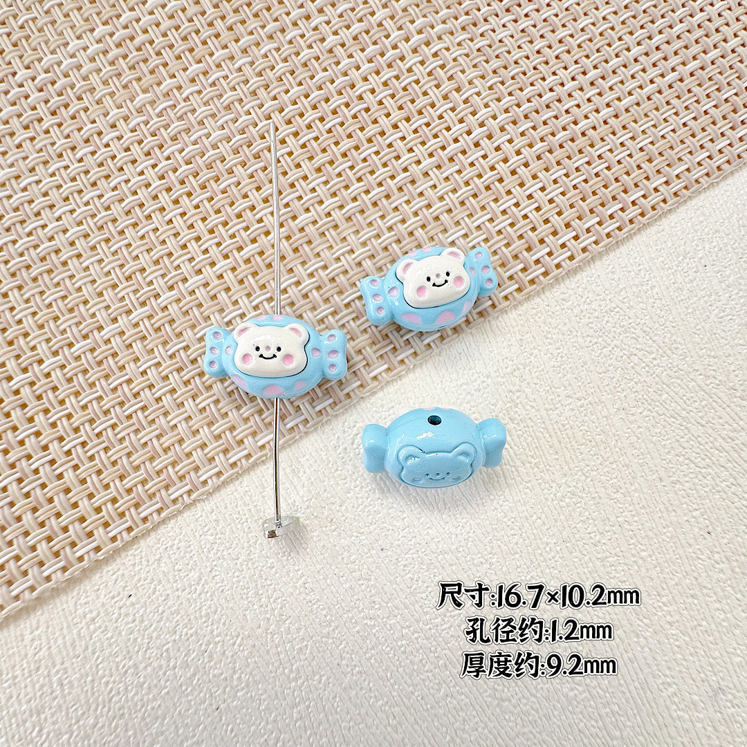 Cat and Bear Candy Painted Metal Beads 13 16mm Glossy 10pcs 14