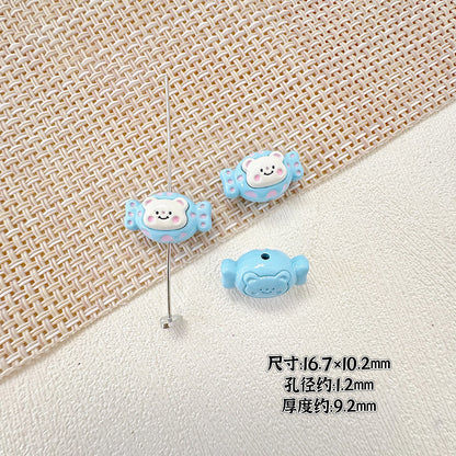 Cat and Bear Candy Painted Metal Beads 13 16mm Glossy 10pcs 14