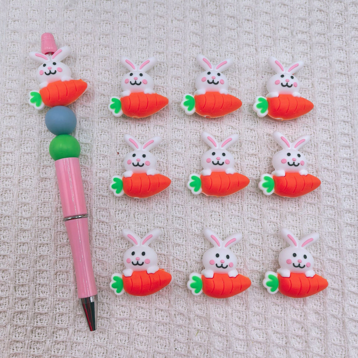 Silicone 3D Focal Beads Easter Little Yellow Chicken Bunny Holding Carrot 20pcs 4
