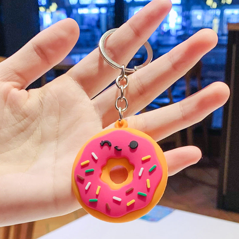 Silicone Donut Keychain Cartoon Food Pastel Sprinkles Winking Face 8