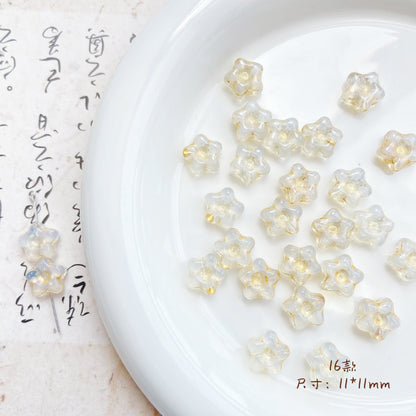 Forest Series Gilded Lampwork Glass Beads Nature Inspired Vintage 10pcs 18