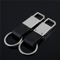 Leather Bevel Pull Ring Keychain Black PU Leather Minimalist Design 7