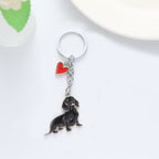 Alloy Dachshund Dog Keychain with Red Heart Charm Pet Lover Gift 4