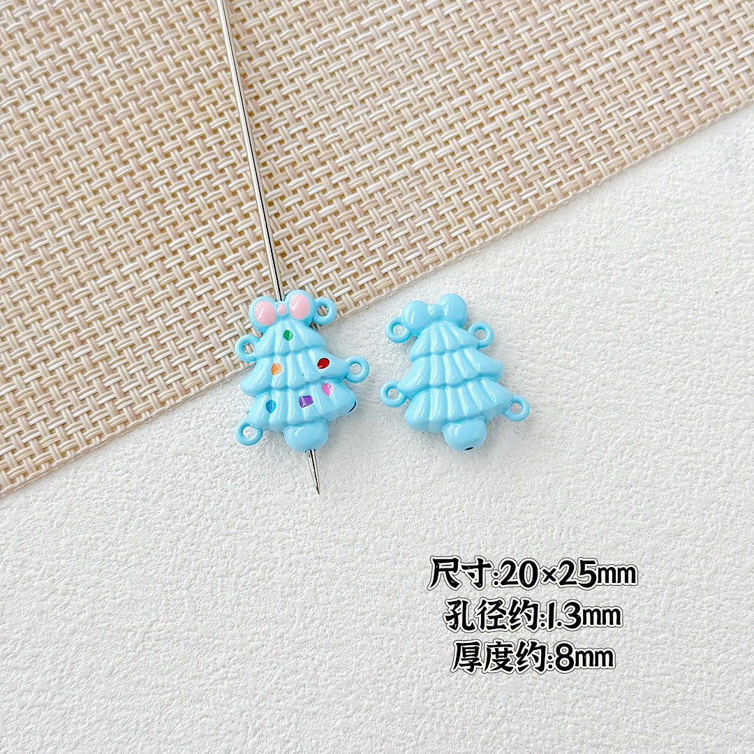 Baking Painted Christmas Tree and Bells Metal Beads 20pcs Festive Colors 30