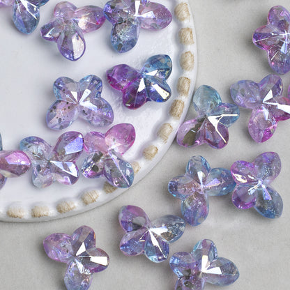 Faceted Butterfly Acrylic Beads 15-20mm Crystal Mixed 10pcs 10