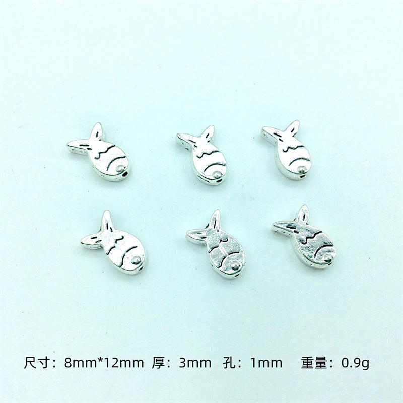 Small Fish Metal Beads 12mm Antique Silver Tone Alloy 100pcs 4