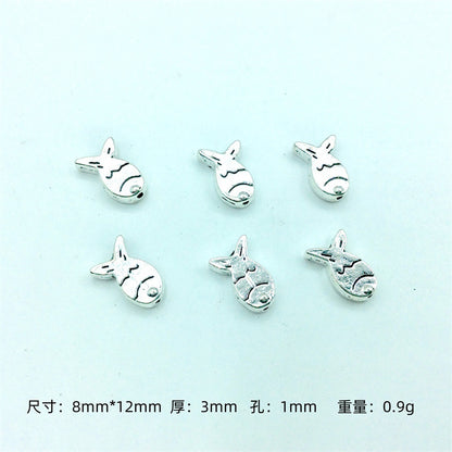 Small Fish Metal Beads 12mm Antique Silver Tone Alloy 100pcs 4