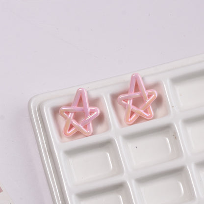 Plated Hollow Star Acrylic Beads 22mm Colorful Mixed 20pcs 8