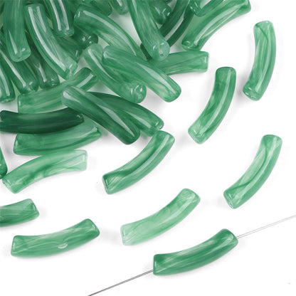 Curved Tube Acrylic Beads 32mm Translucent Mixed Colors 40pcs 11