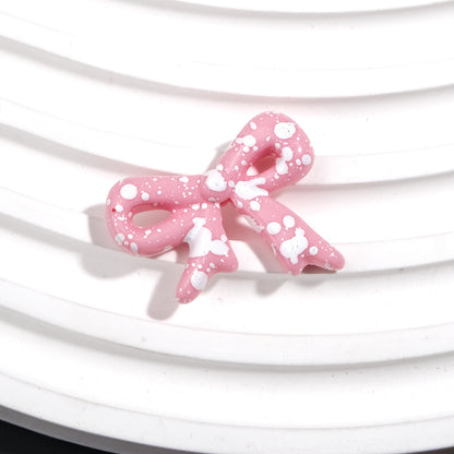 Splashed Ink Pattern Bow Acrylic Beads 29mm Colorful 20pcs 12