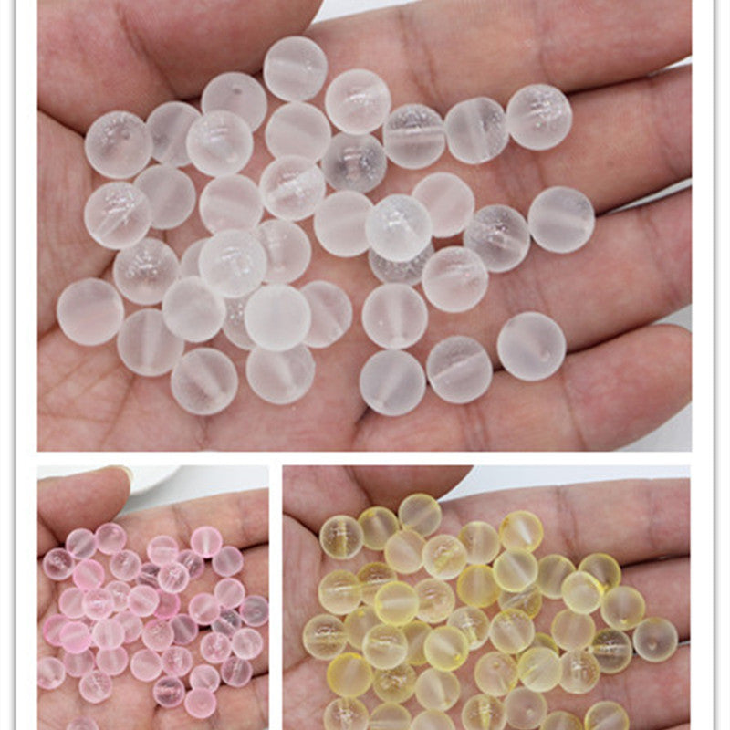 Frosted Transparent Round Glass Beads 10mm Soft Matte Finish 50pcs 2