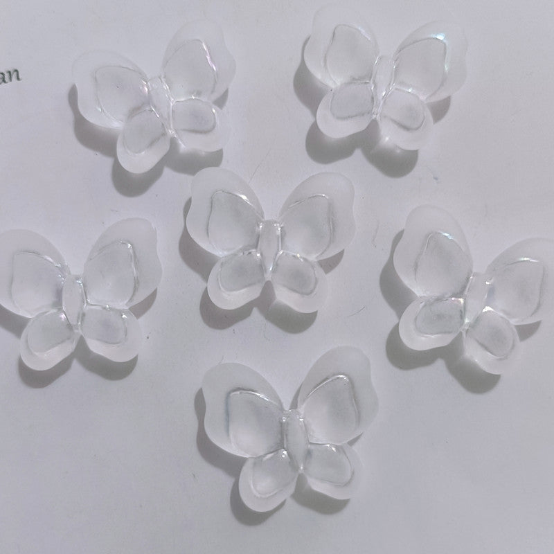 Transparent Butterfly Acrylic Beads 17mm Pastel Floral Mixed 60pcs 6