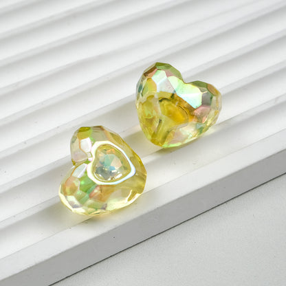 UV Plating Faceted Heart Acrylic Beads 21mm Transparent 10pcs 9