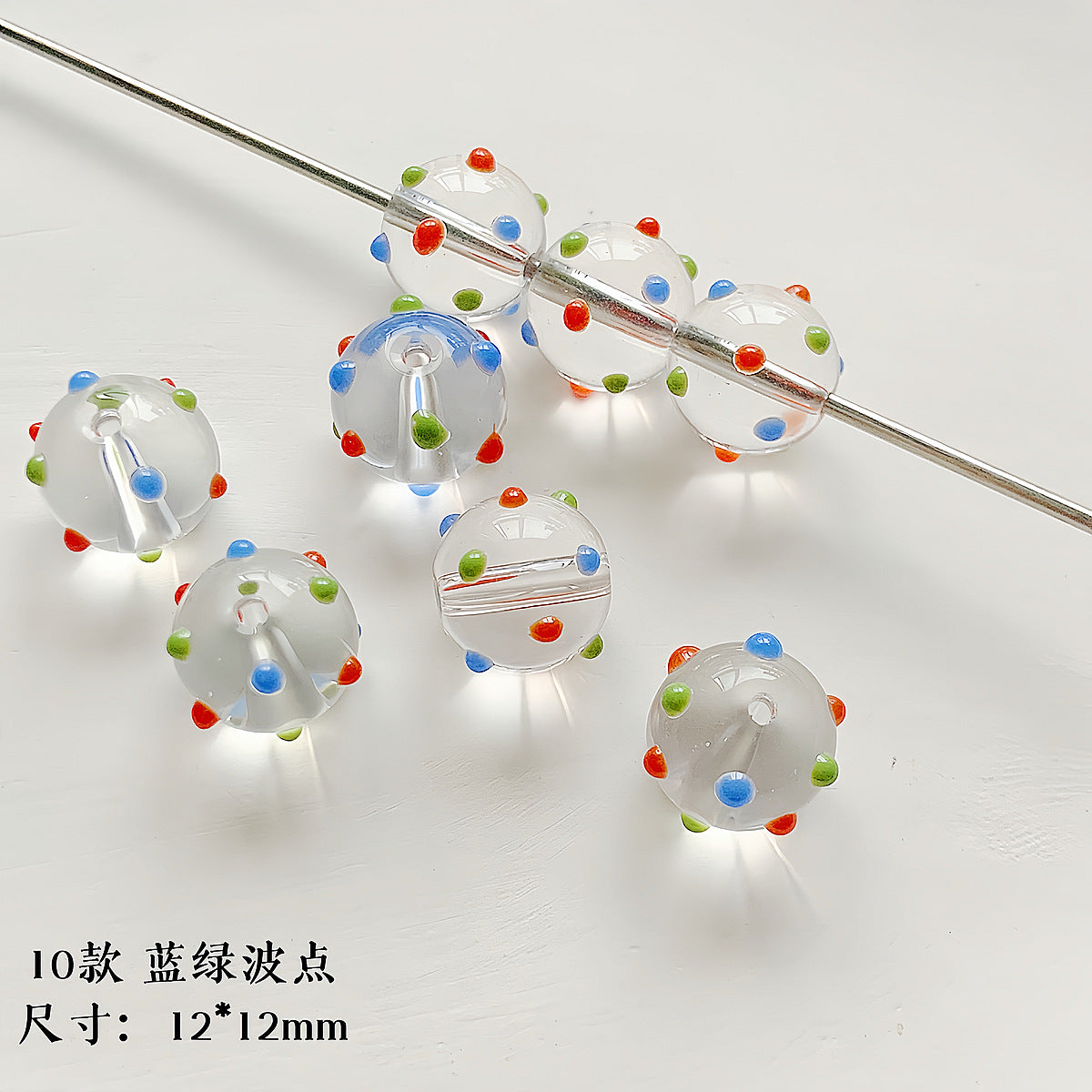 Hand Painted Transparent Glass Beads 12-14mm Christmas Series 1pc 29