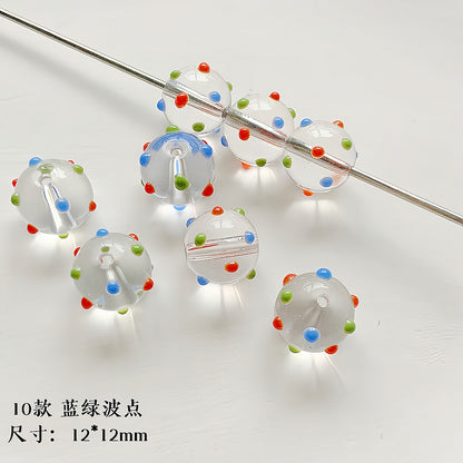 Hand Painted Transparent Glass Beads 12-14mm Christmas Series 1pc 29