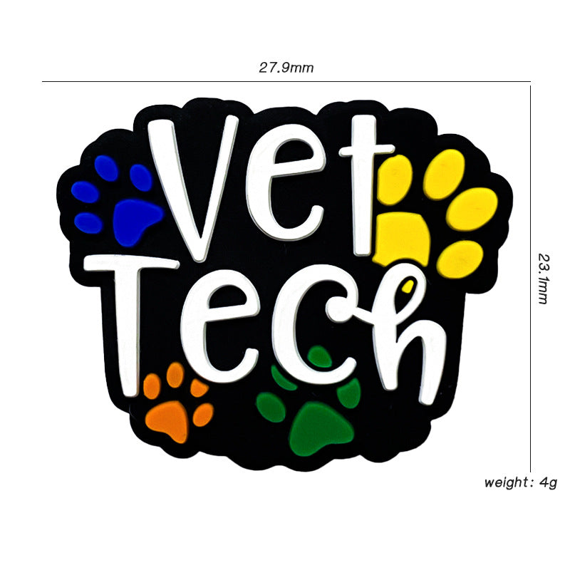 Silicone Focal Beads Vet Tech Dog Claws With Vet Tech Lettering 20pcs 2