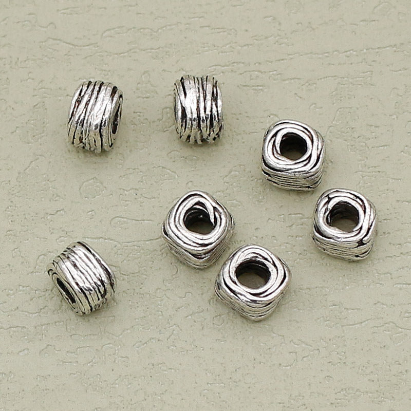 Alloy Irregular Wire Ball Spacer Beads 7mm Large Hole Tibetan Silver Tone 50pcs 2