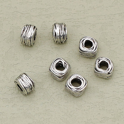 Alloy Irregular Wire Ball Spacer Beads 7mm Large Hole Tibetan Silver Tone 50pcs 2