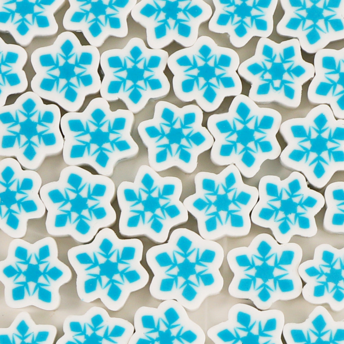 Snowflake and Snowman Clay Beads 10mm Winter Holiday Mix 100pcs 7