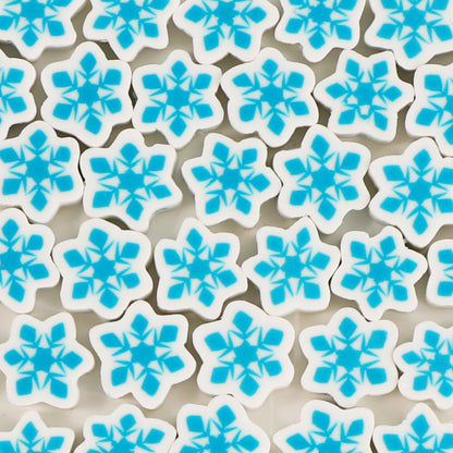 Snowflake and Snowman Clay Beads 10mm Winter Holiday Mix 100pcs 7