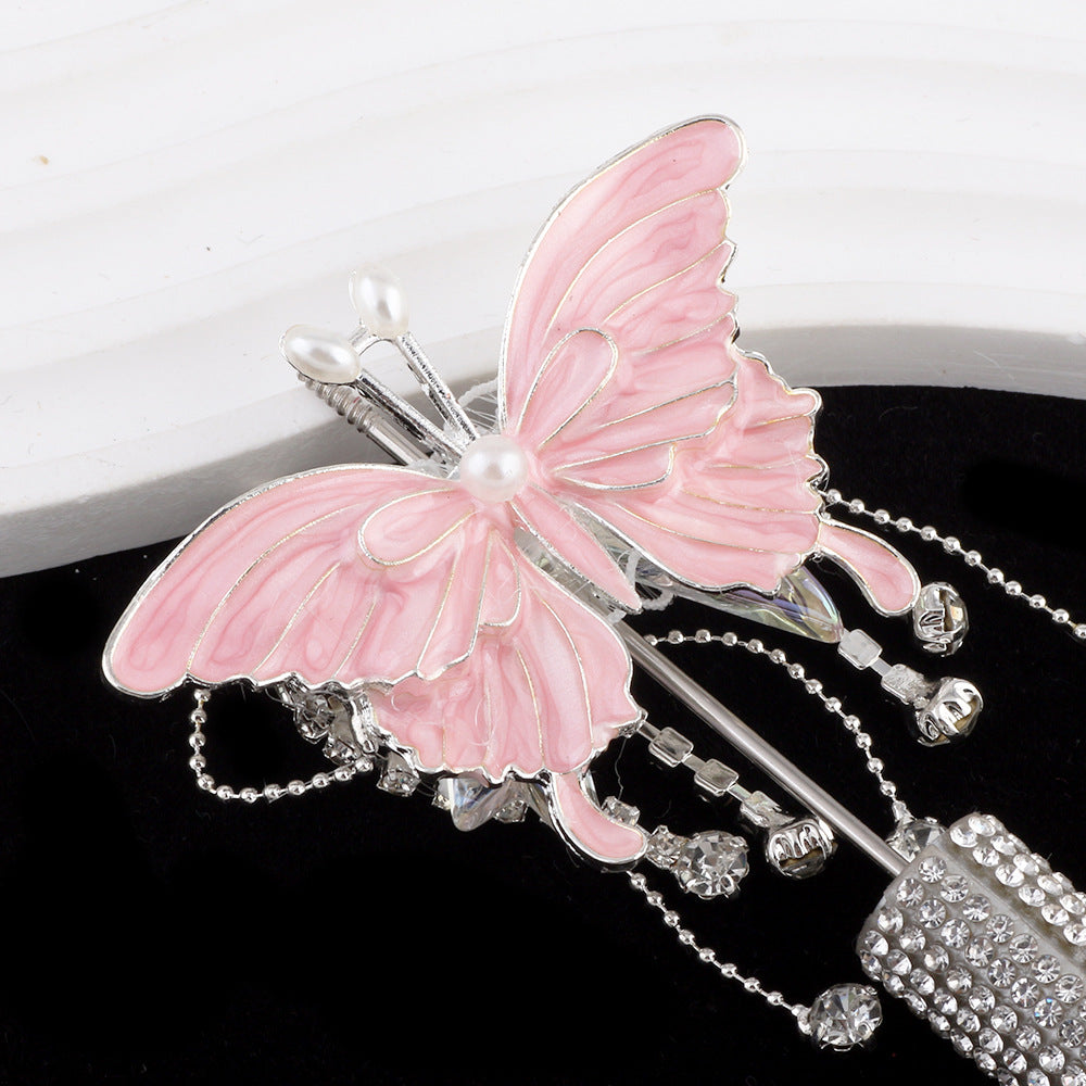 Butterfly Metal Beads 64mm Chunky Tassel Enamel Alloy 3pcs 7