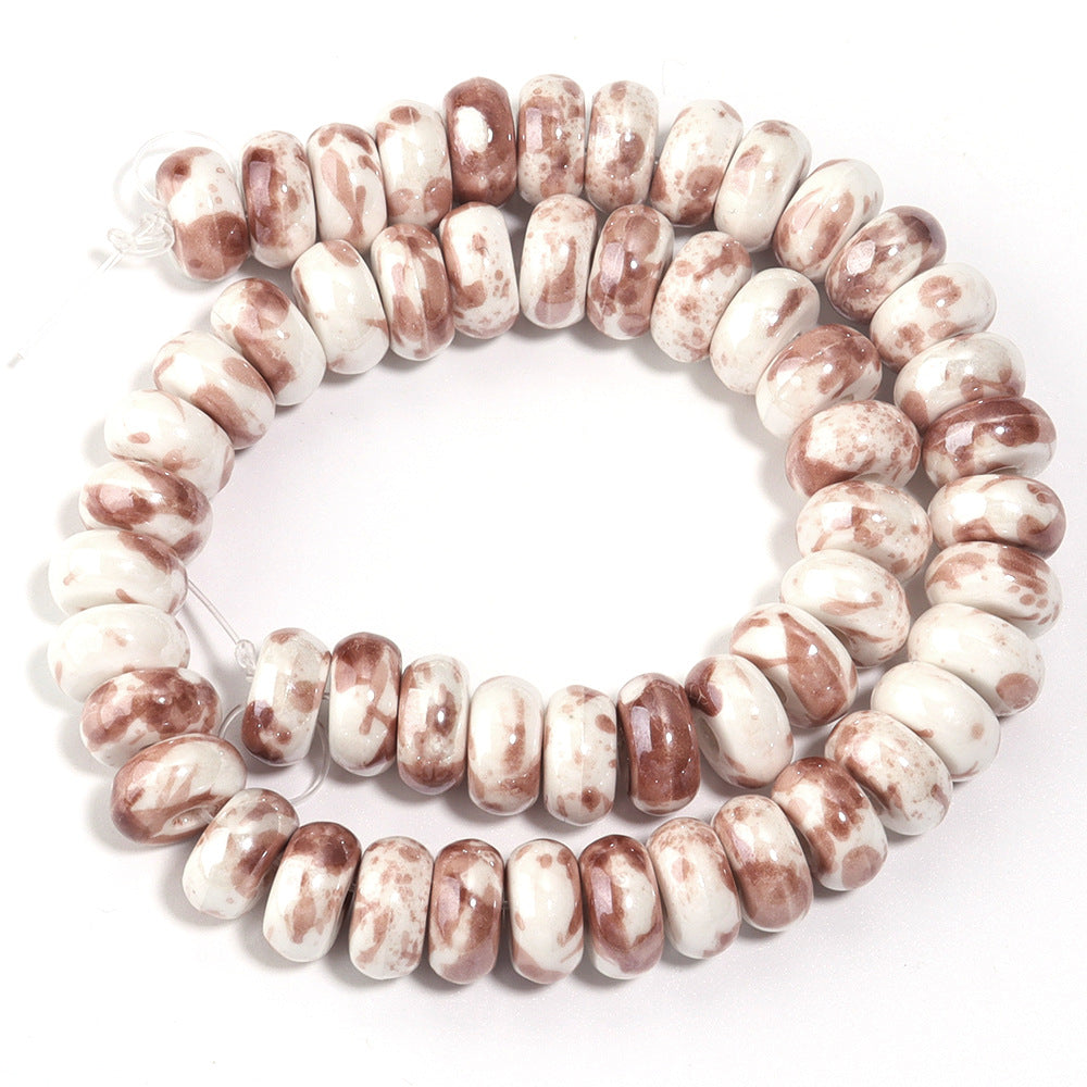 Ceramic Flat Round Spacer Beads 9mm Colored Abacus 55pcs 16