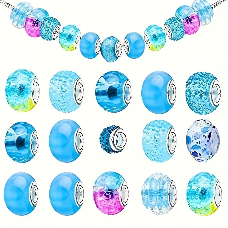 Resin Acrylic Spacer Beads Sky Blue Tone 30pcs 3
