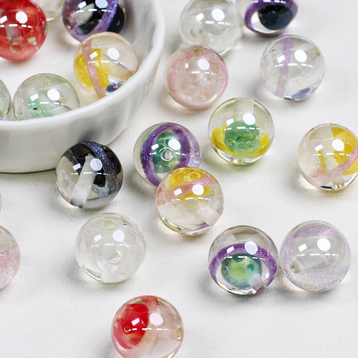Clear Planet Halo Round Resin Beads 16mm Multicolor 10pcs 2
