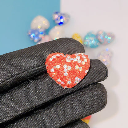 Rhinestone Heart Clay Beads 24mm Colorful Shamballa 6pcs 15