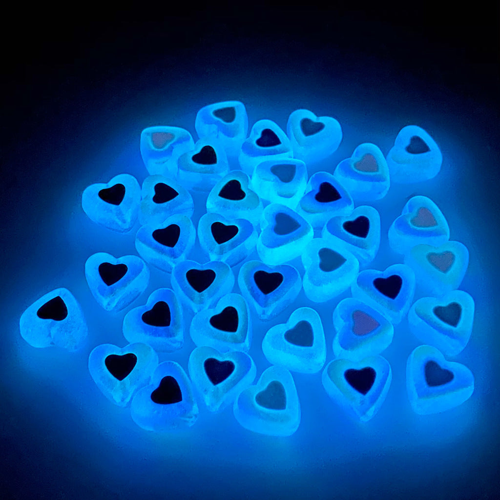 Glow Heart Acrylic Beads 15mm Two-Color Glow In The Dark 50pcs 3