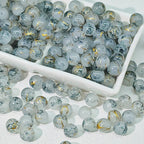 Frosted Round Glass Beads 8mm Marbled Soft Matte Gold Veining 50pcs 15
