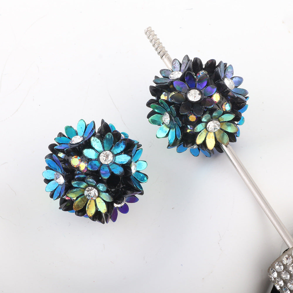 Flower Cluster Clay Beads 20mm Colorful Pastel Rhinestone 6pcs 5