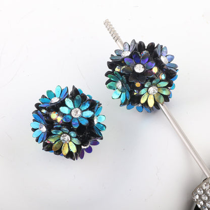 Flower Cluster Clay Beads 20mm Colorful Pastel Rhinestone 6pcs 5