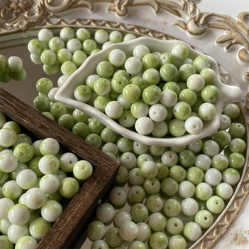Crackle Round Glass Beads 10mm Imitation Jade Pastel Colors 40pcs 11