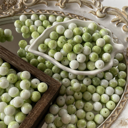 Crackle Round Glass Beads 10mm Imitation Jade Pastel Colors 40pcs 11
