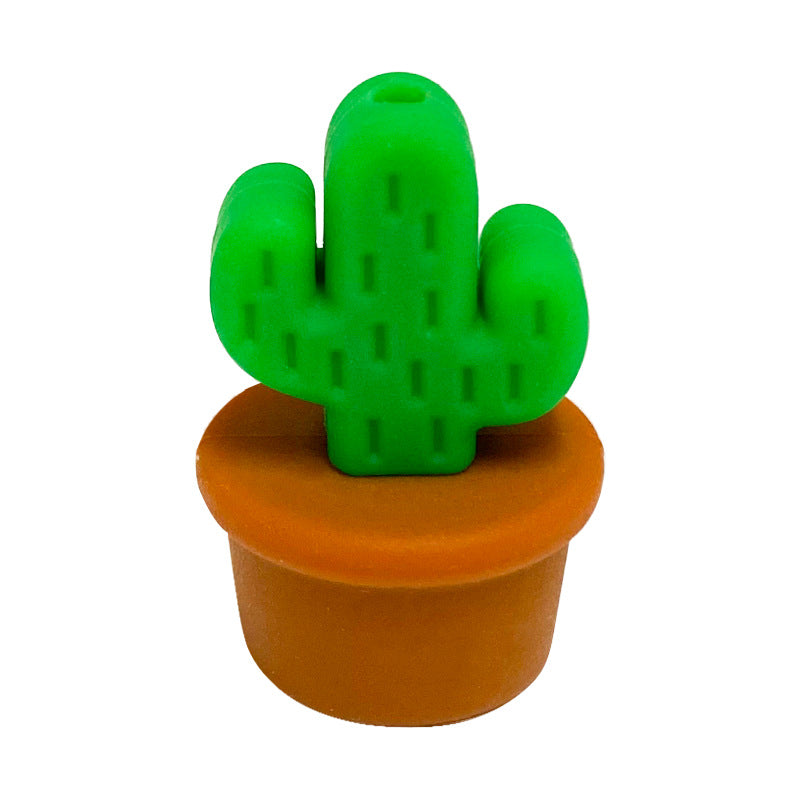 Silicone 3D Focal Beads Flowerpot Cactus Textured Vibrant Pots 20pcs 6