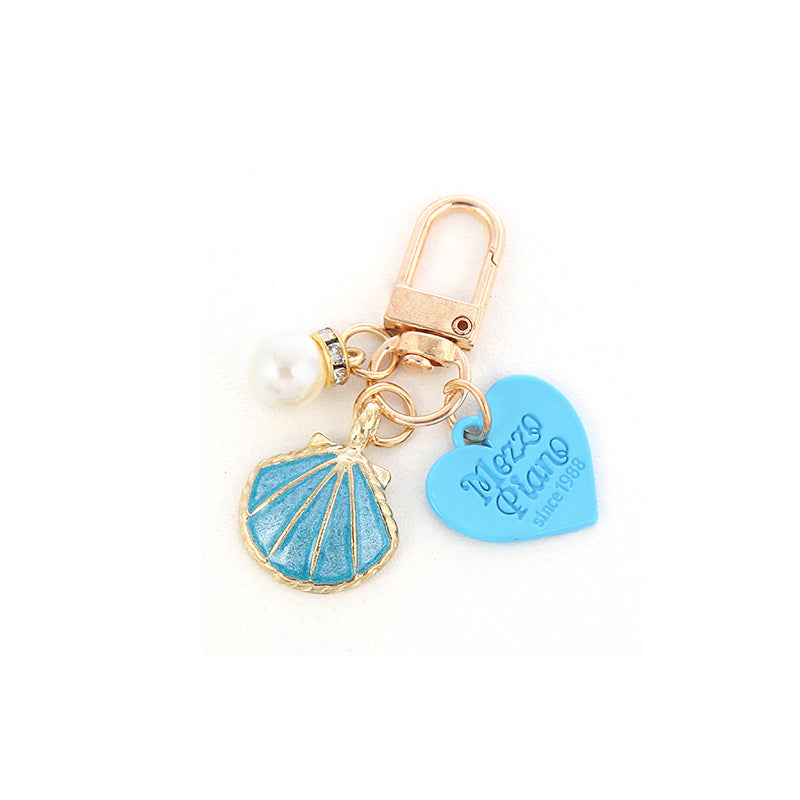 Alloy Starfish Keychain Metal Pastel Shell and Pearl Charm 5